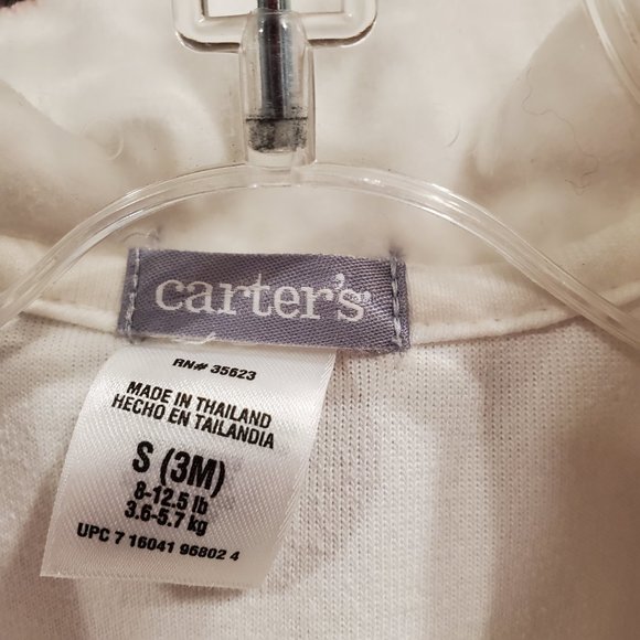 Carter's 3M Girl Sleeper White Velour Footed - Picture 7 of 7